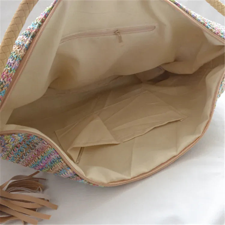 small summer straw clutch purse