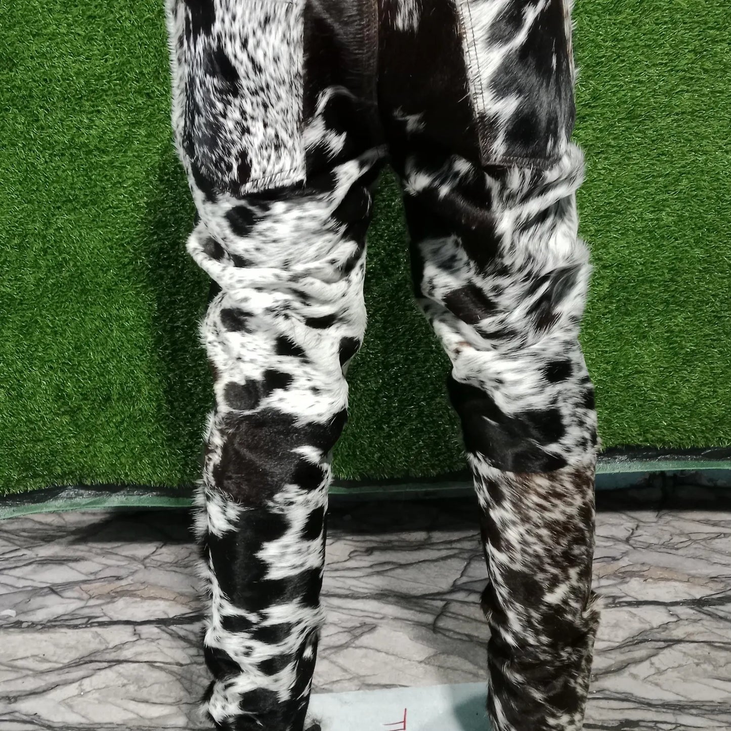 Tricolor Hair-On Cowhide Pants Men Women