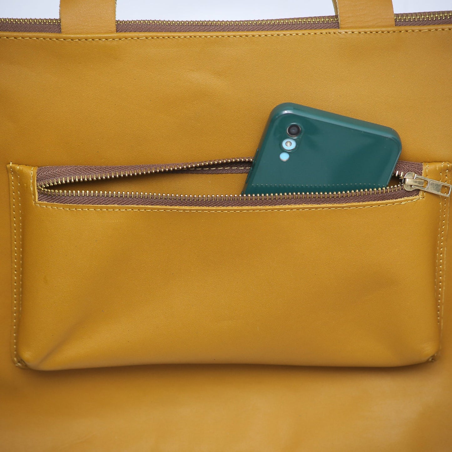 Yellow Leather Shoulder Laptop Bag