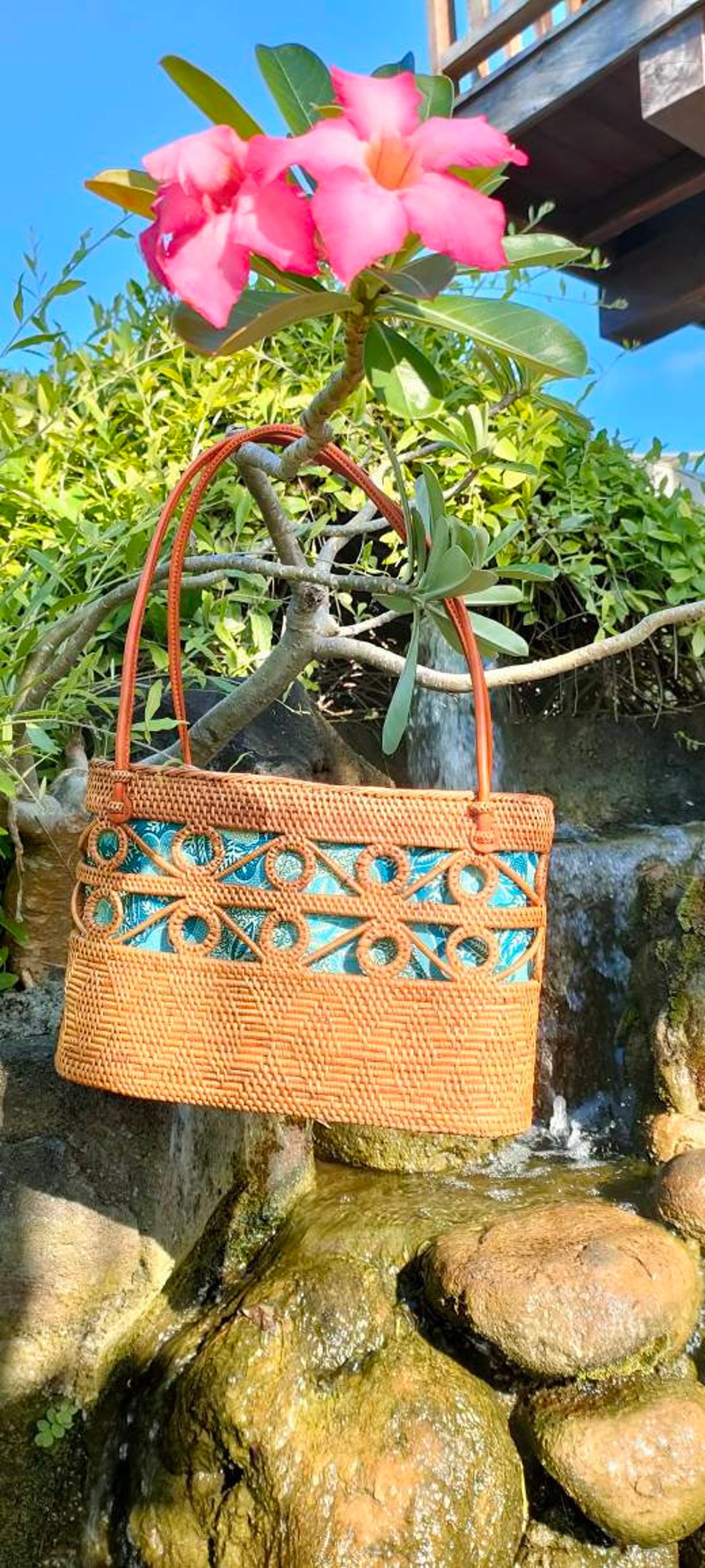 Handwoven Ethnic Rattan Tote Bag