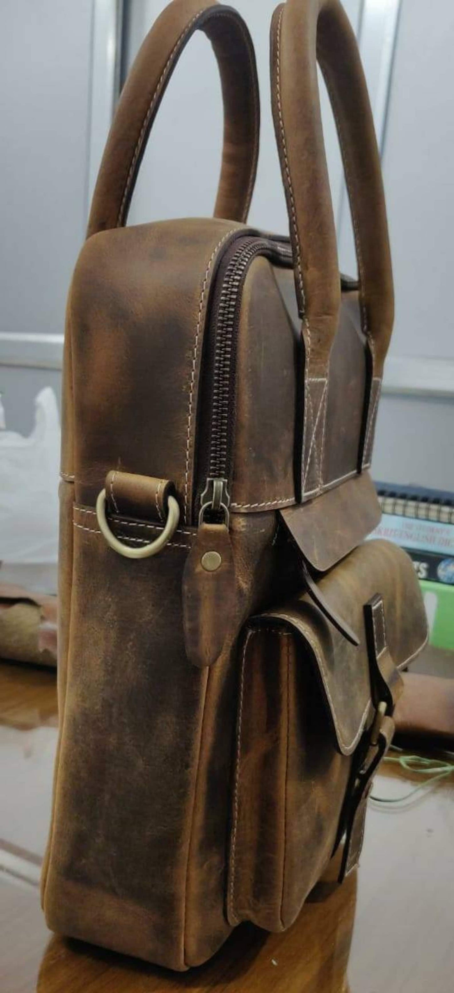 Unisex Genuine Leather Messenger Bag