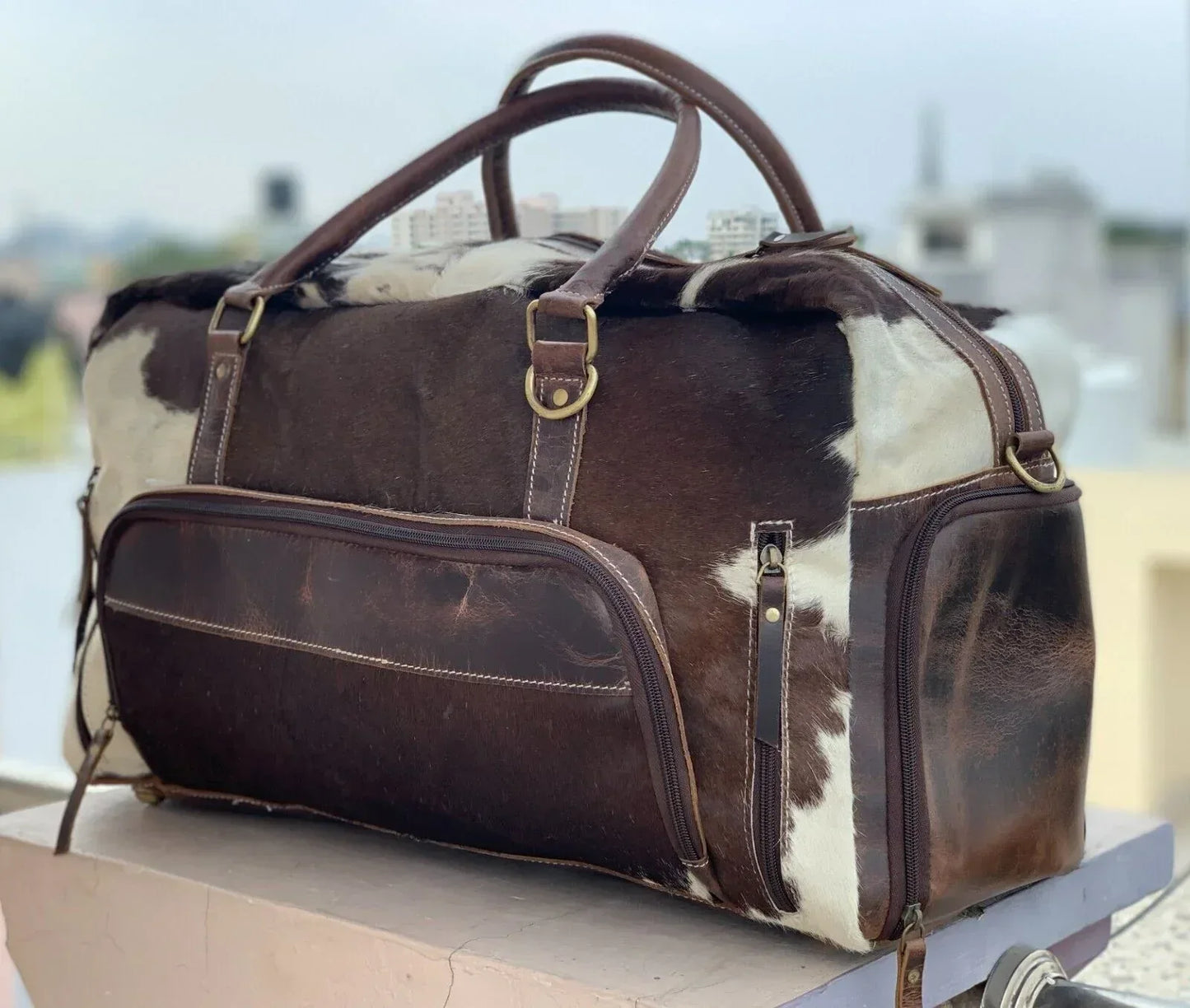 Hair on Cowhide Travel Duffel Bag