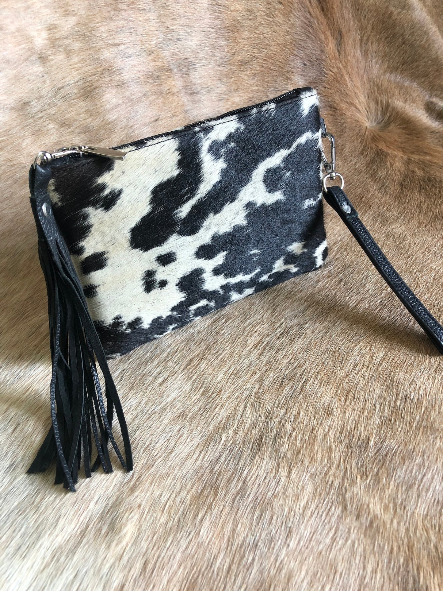 Handmade Ladies Wallet Clutch Purse Cowhide Clutches With Tassel