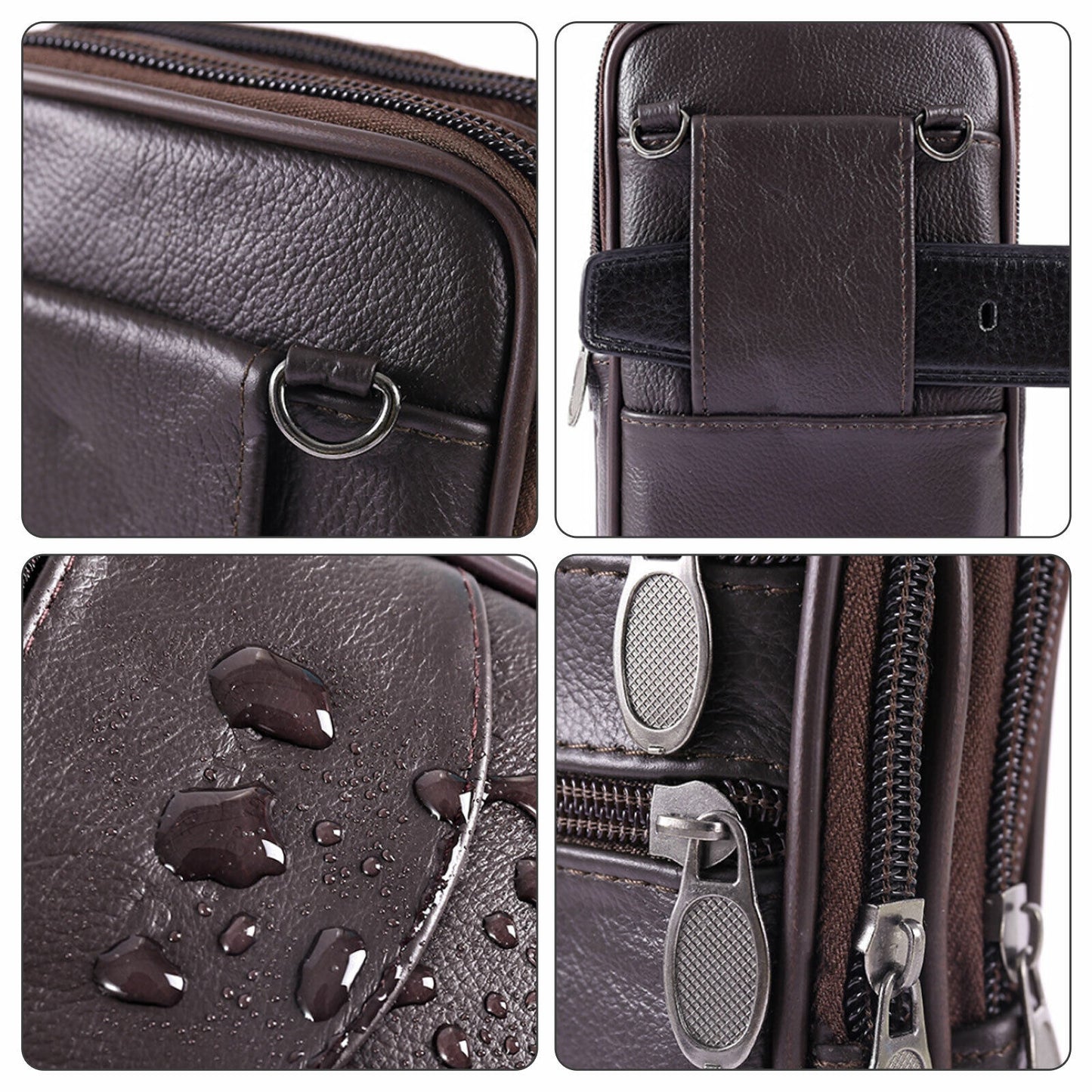 Men's Leather Phone Pouch with Belt Loop and Shoulder Strap