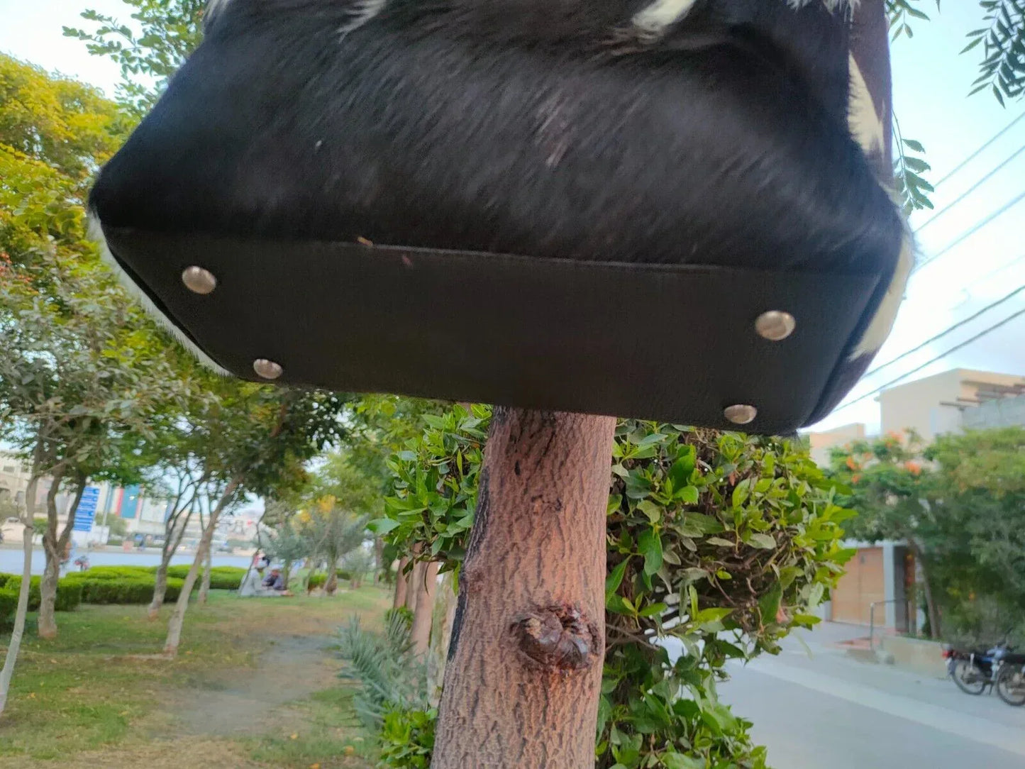 Exotic Black White Cowhide Fur Shoulder Bag
