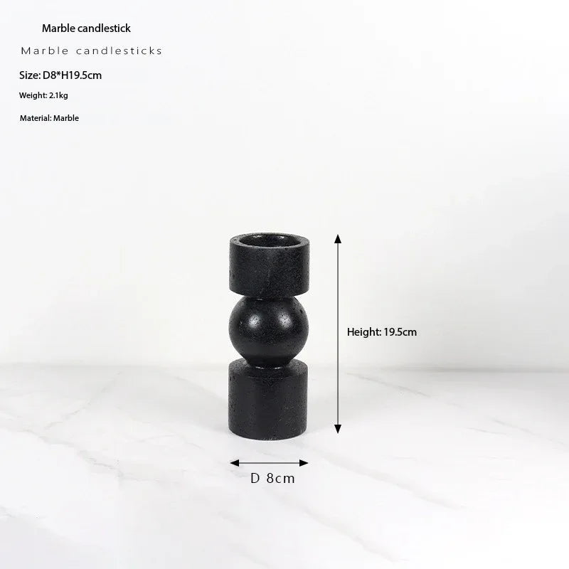 Natural Marble Candlestick Holder Stand - Boho Living Room