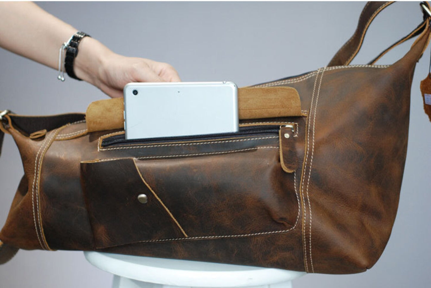 Brown Real Leather Backpack Bag Sling Style