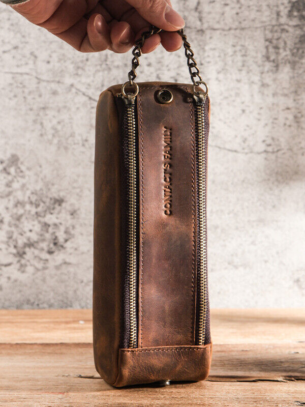 Cowhide Leather Pencil Pouch Case