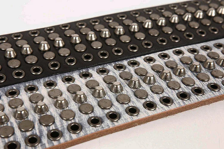 Genuine Wide Leather Belt with Rivets Punk Style