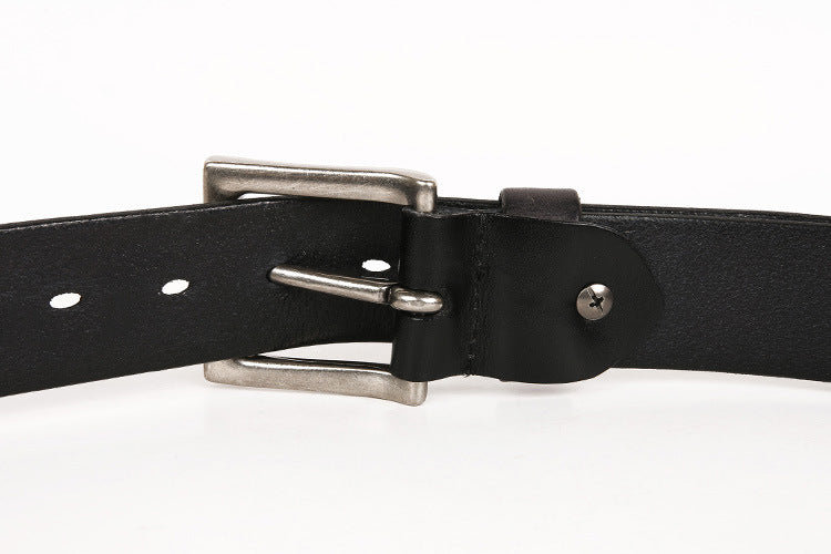 Genuine Leather Punk Belt with Silver Cross Rivets