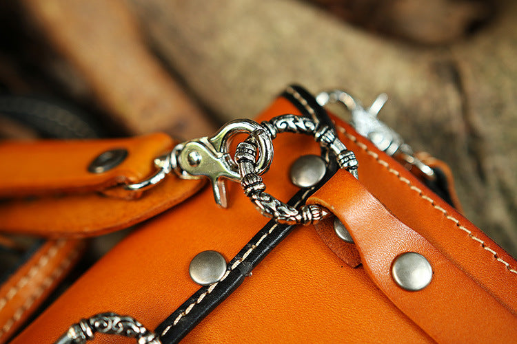 Leather Crossbody Phone Bag with Gothic Cross Hardware