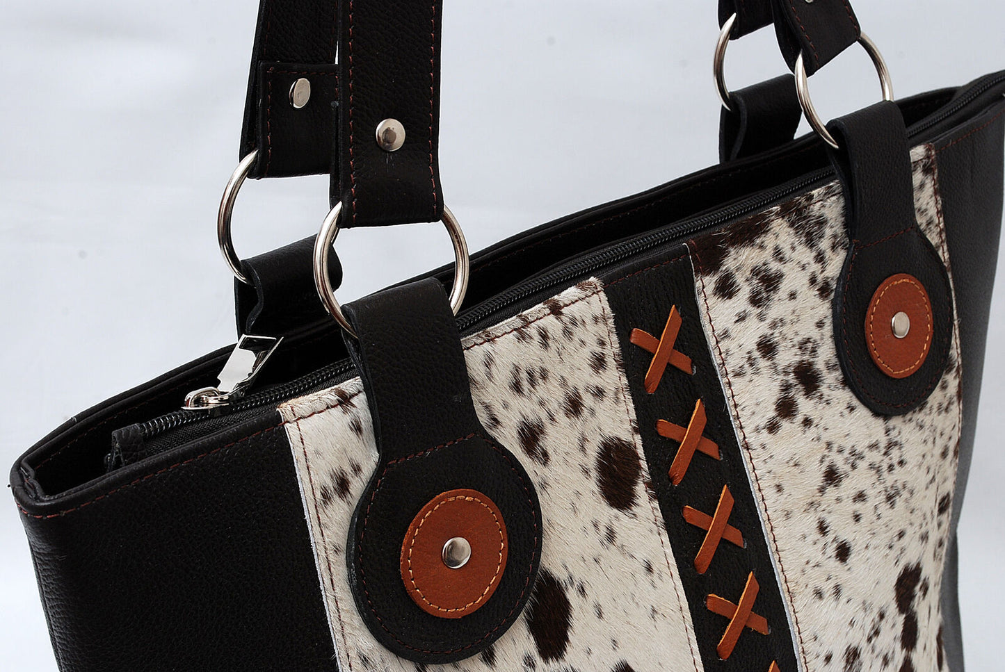 Cowhide Tote Bag with Hair On Hide