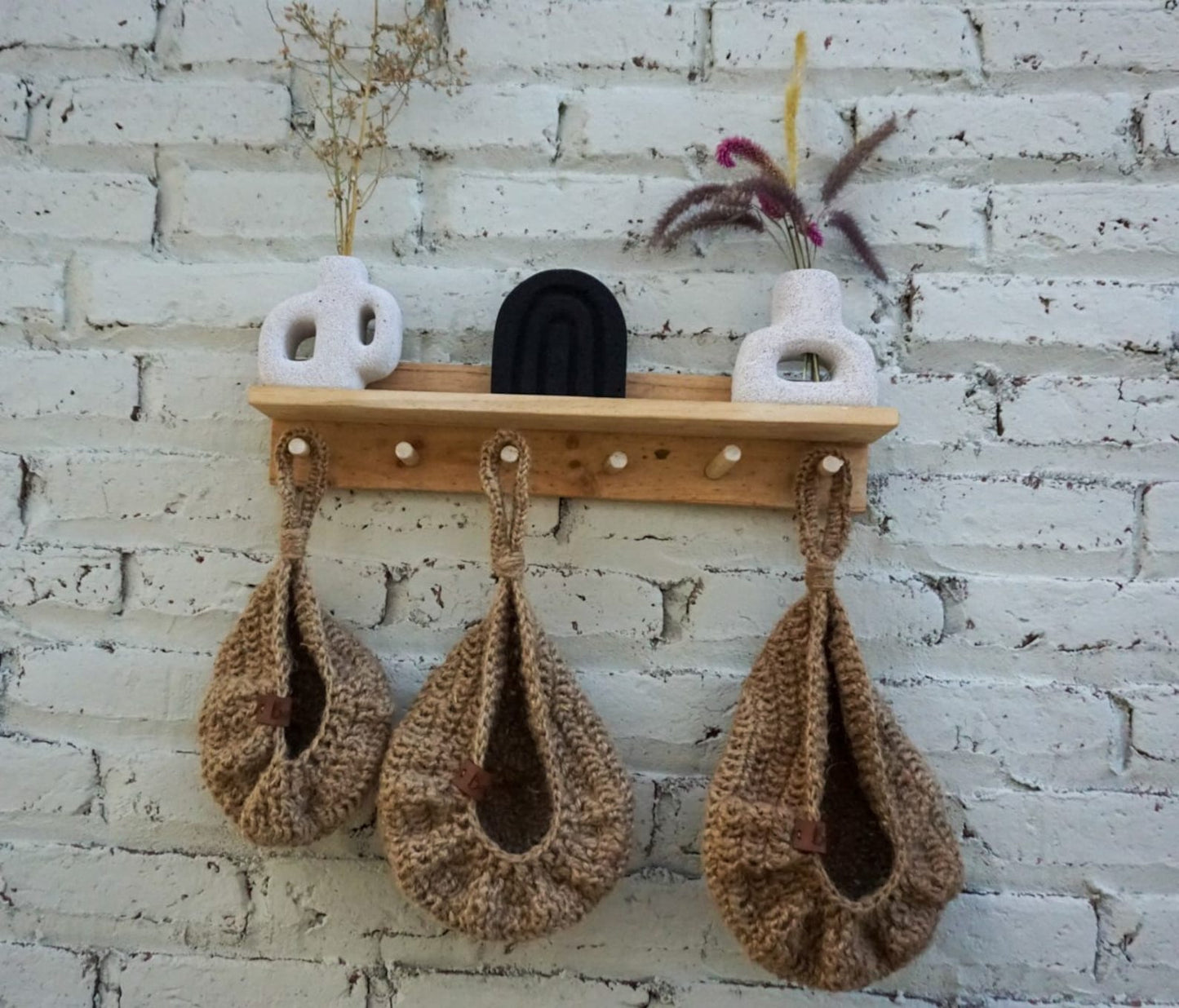 Jute crochet hanging kitchen fruit vegetable basket