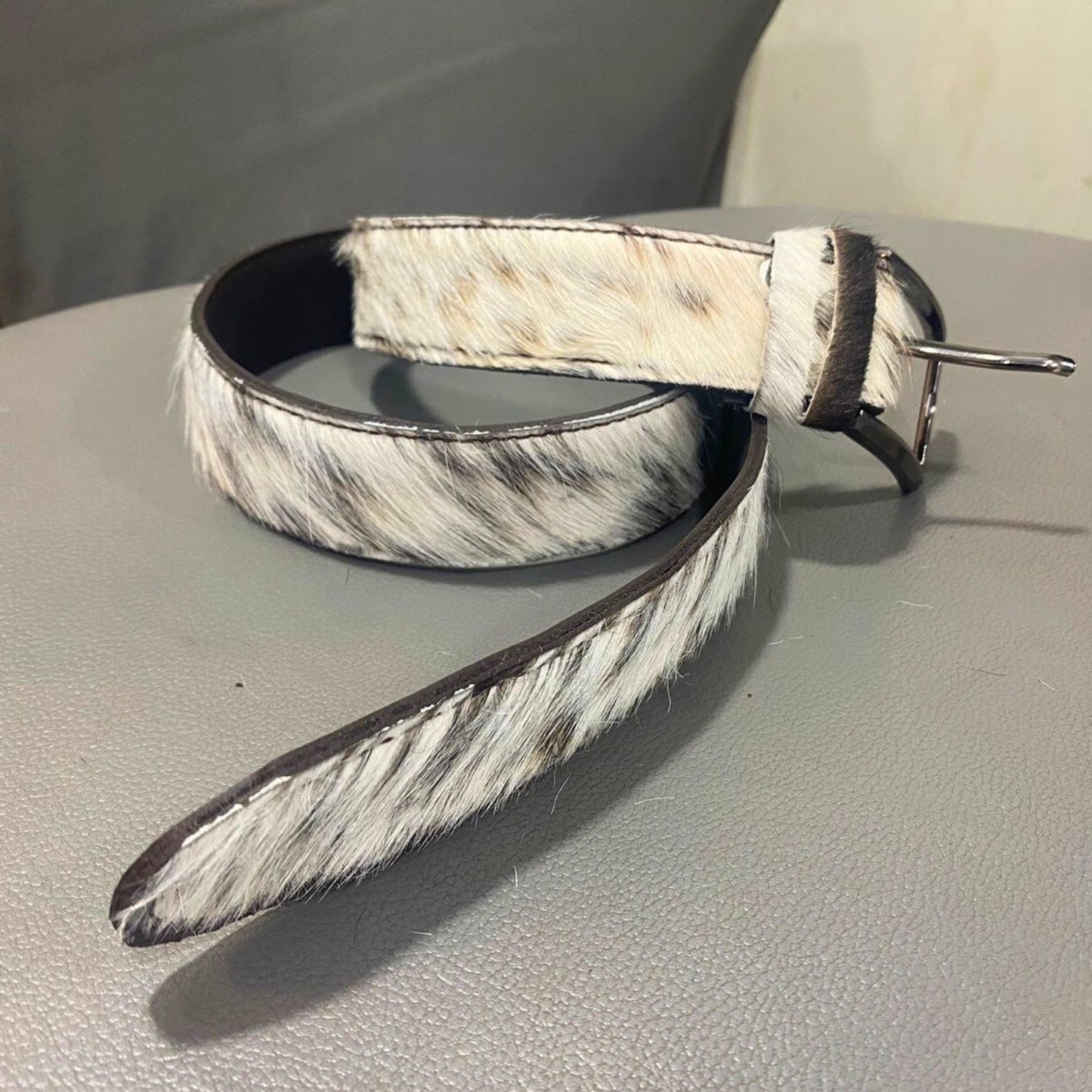 Real Hair On Cowhide Leather Belts