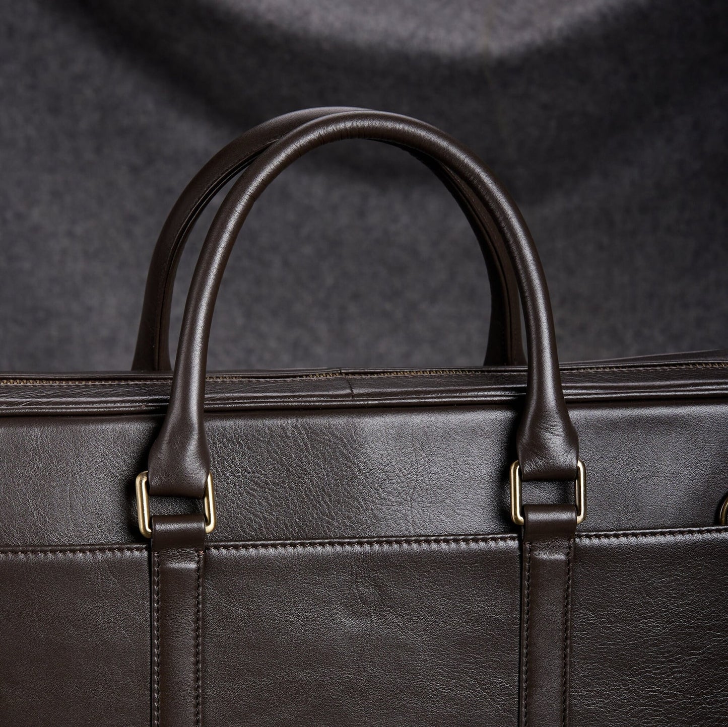 Slim Genuine Leather Briefcase with Double Handles