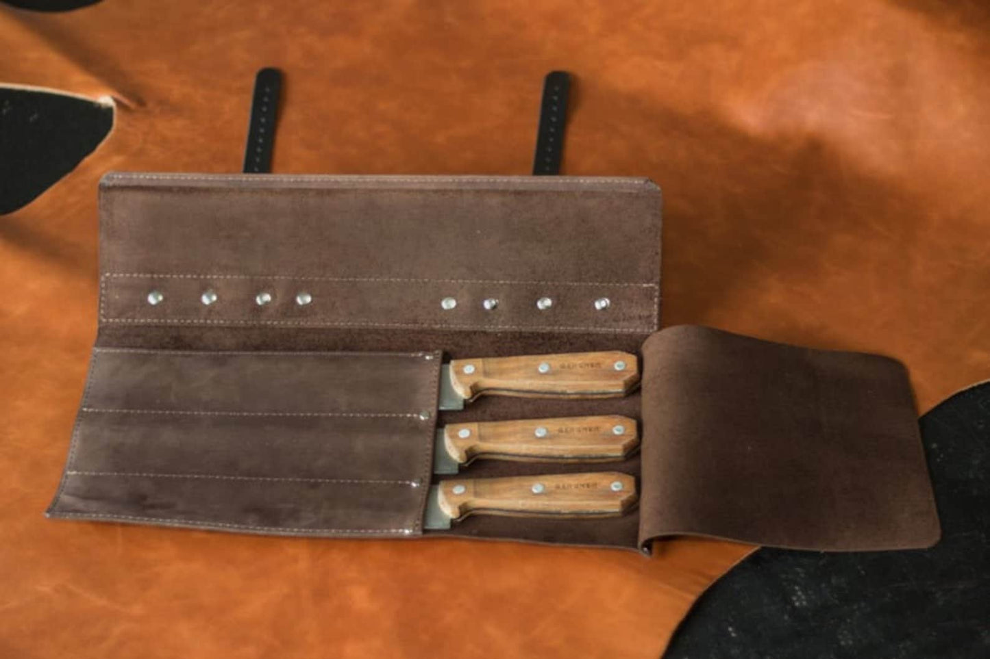 Simple Real Leather Knife Chef Roll Bag