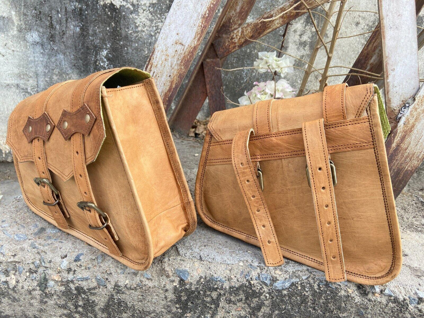 Leather Motorbike Saddlebags Saddle Panniers