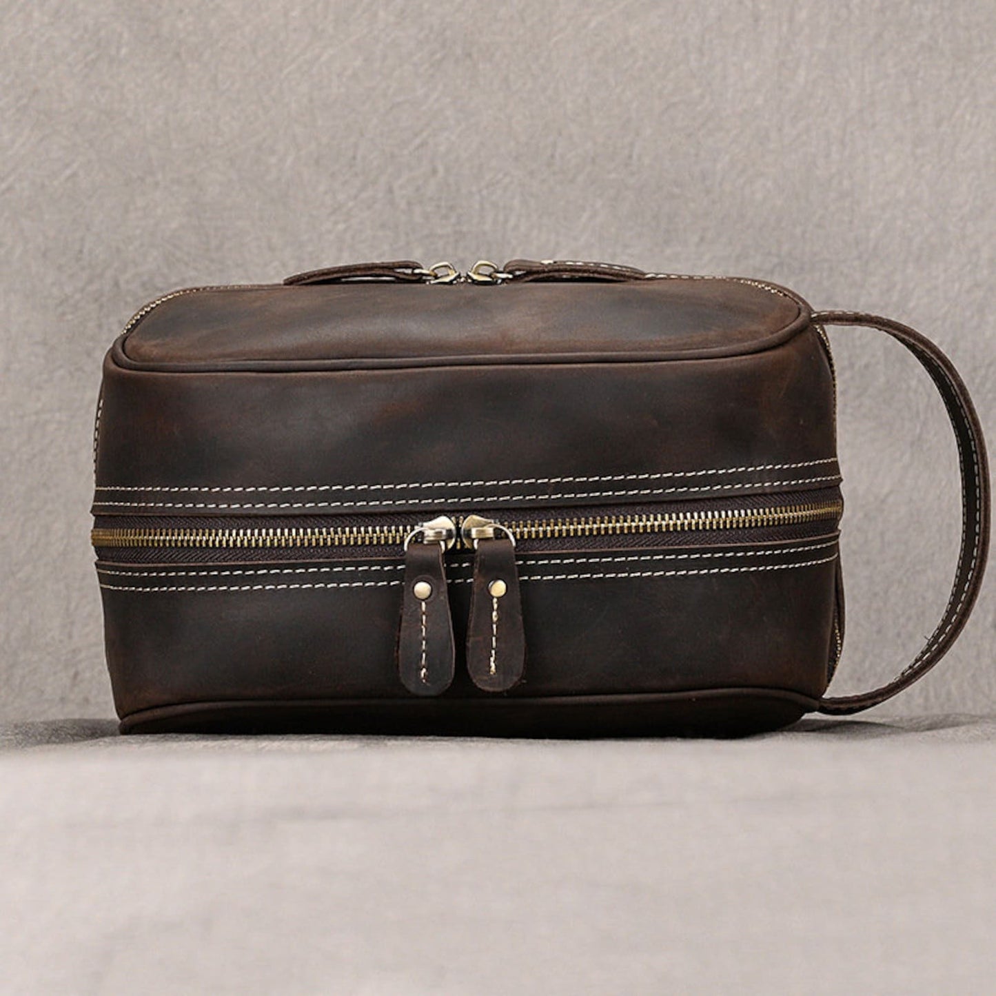 Genuine Leather Toiletry Bag Travel Case