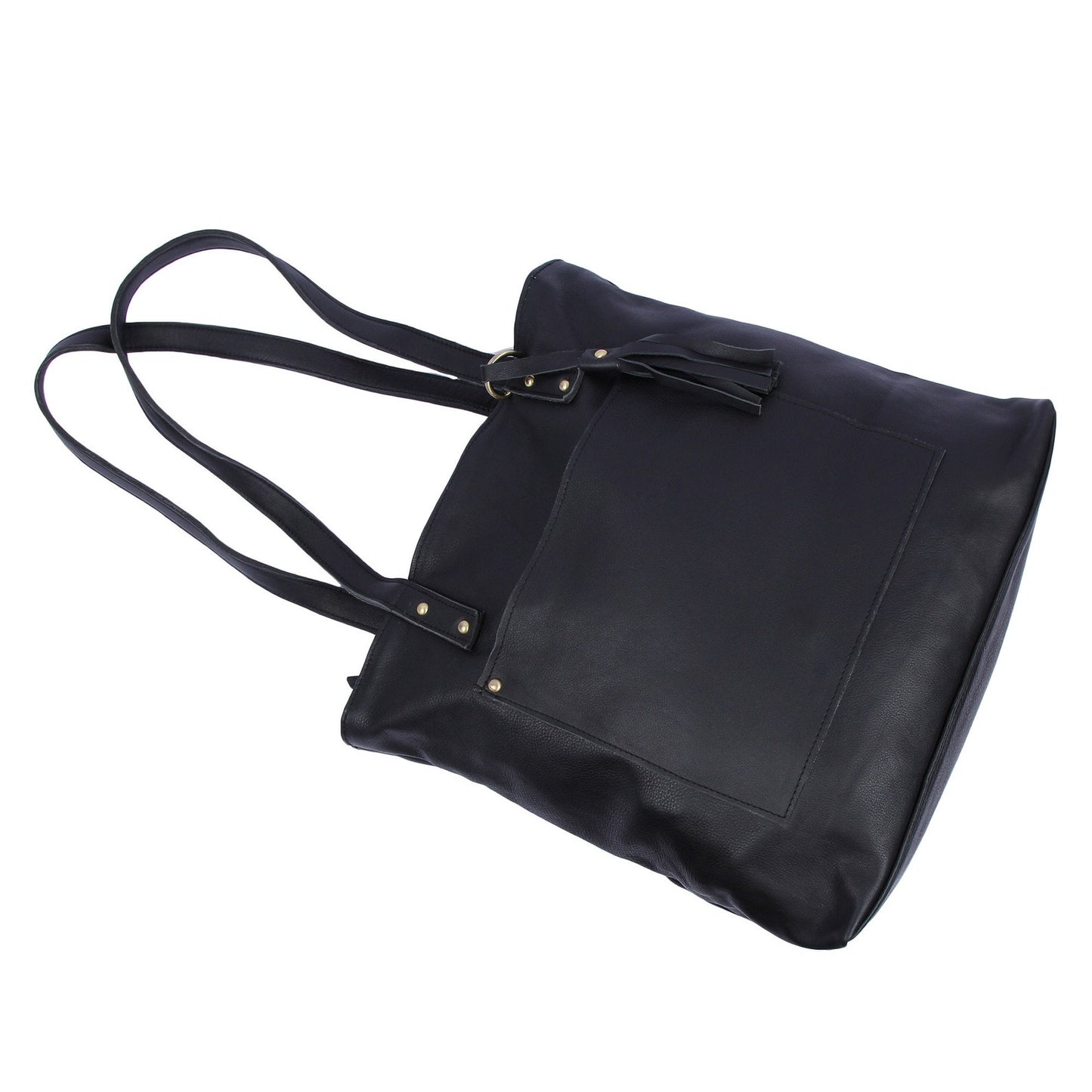 ladies black leather tote bags