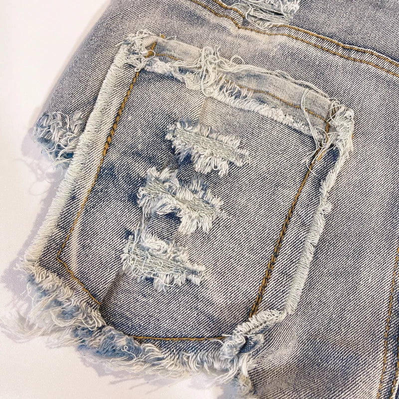 Women's Ripped Denim Micro Shorts