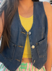 Women Casual Denim Vest With Pockets