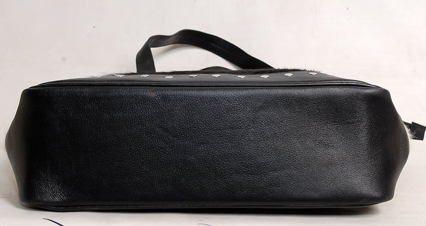 Chic Black and White Cowhide Tote Bag