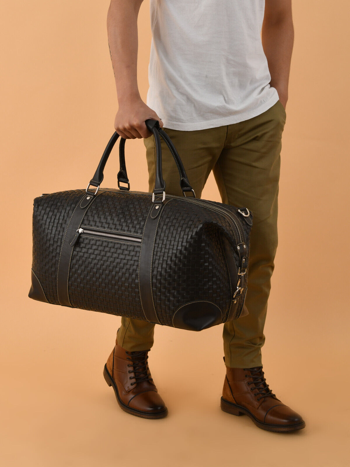 Genuine Leather Weekender Travel Duffle Bag