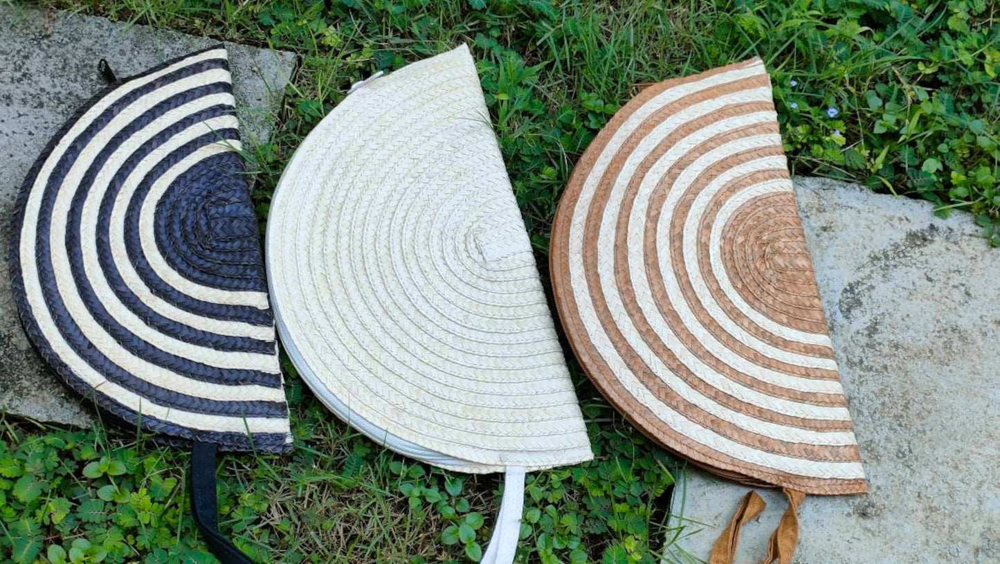 Half Moon Palm Leaf Clutch Purse