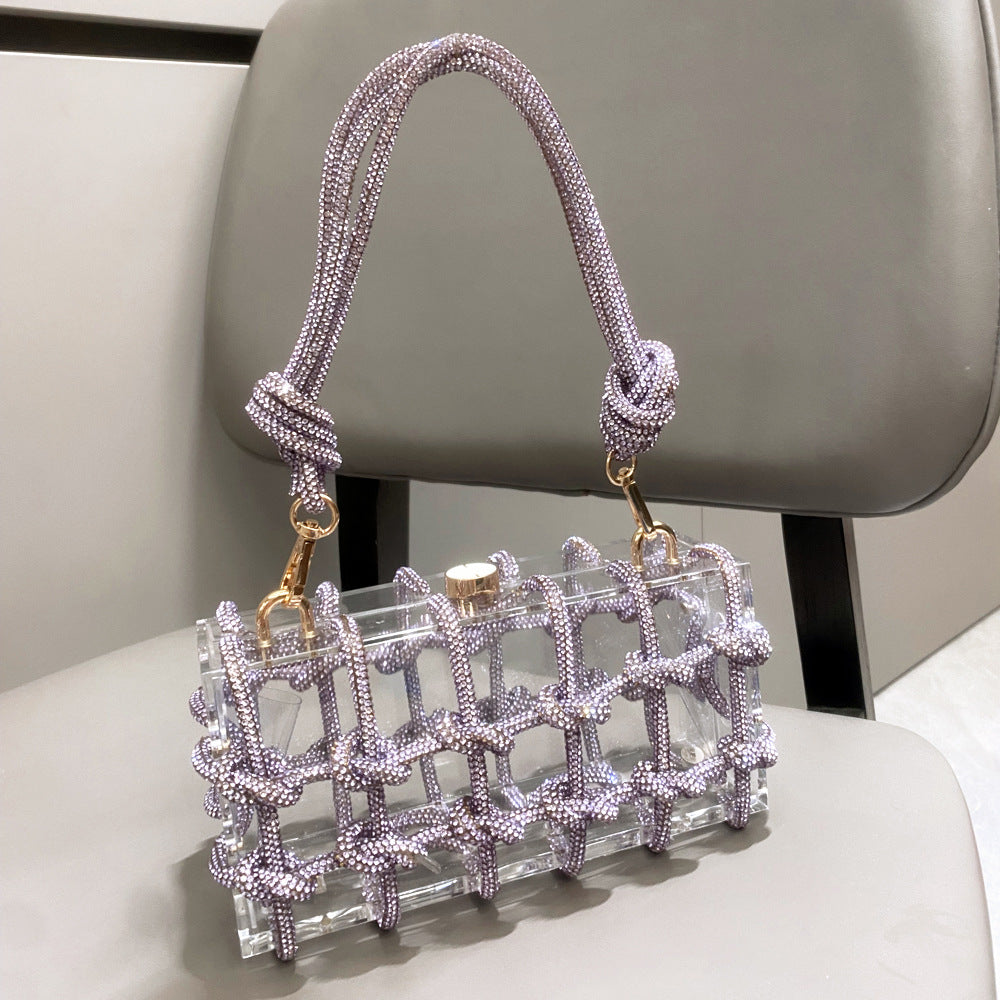 Women’s Acrylic Box Clutch with Rope Handle