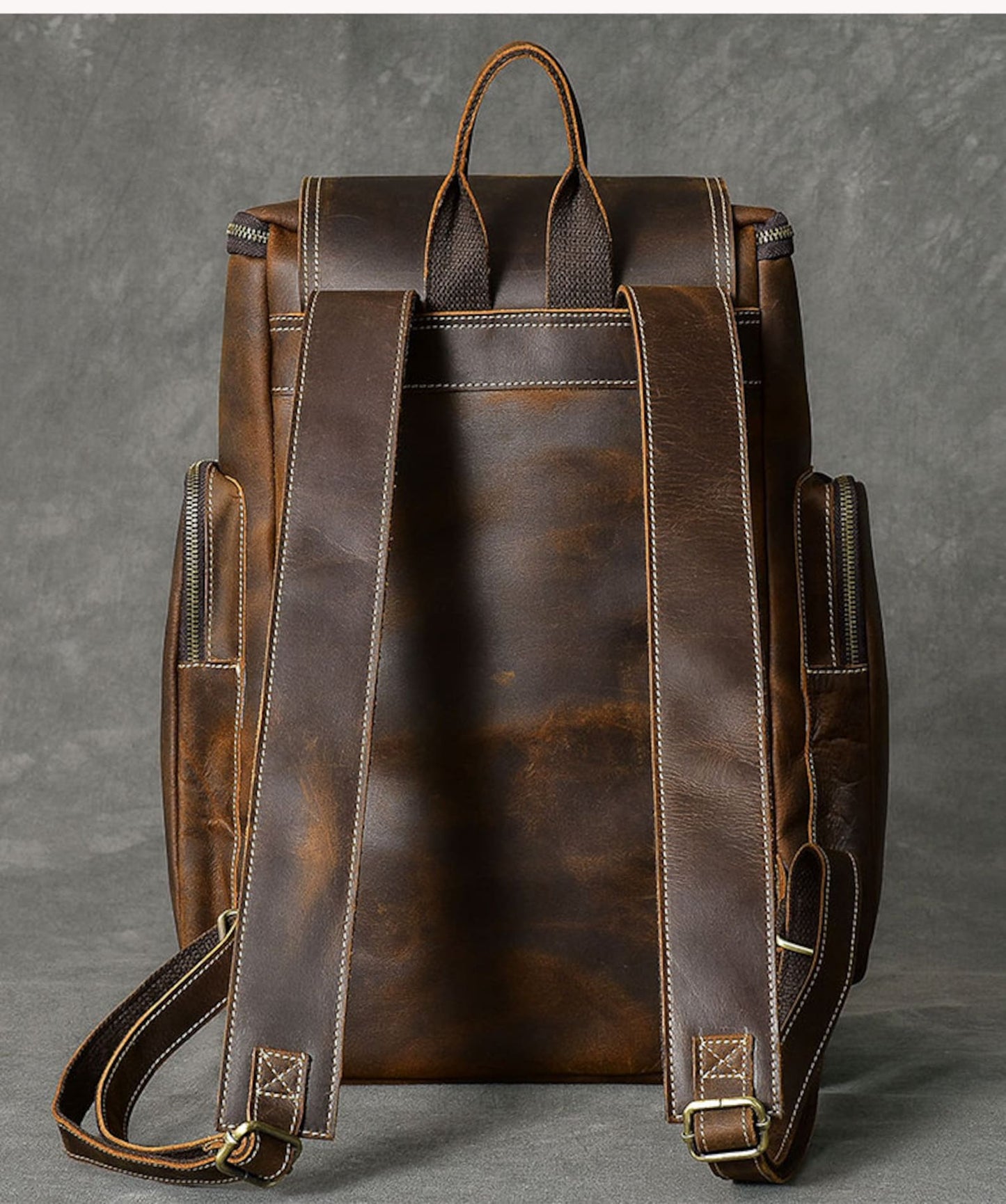 Large Leather Brown Backpack