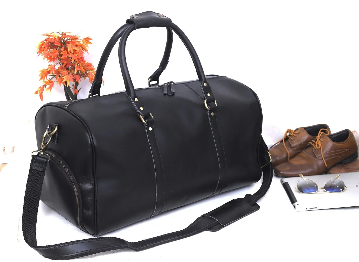 Large Leather Holdall Duffle Bag