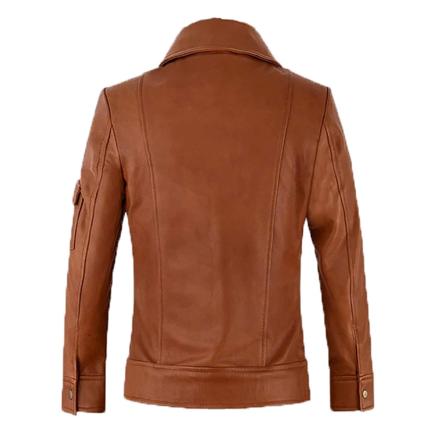 Handmade Brown Leather Jacket Slim fit