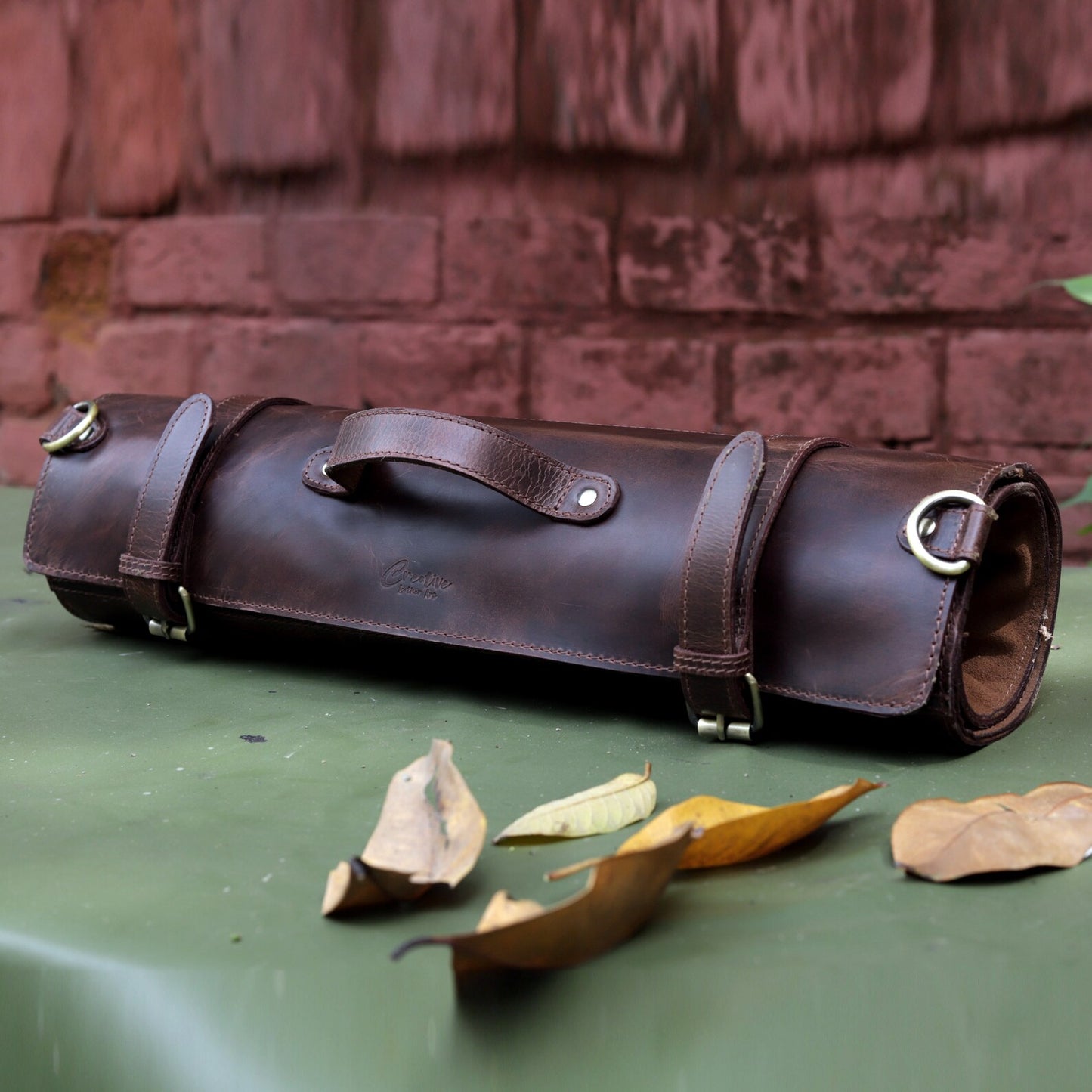 knife leather roll bag holder case