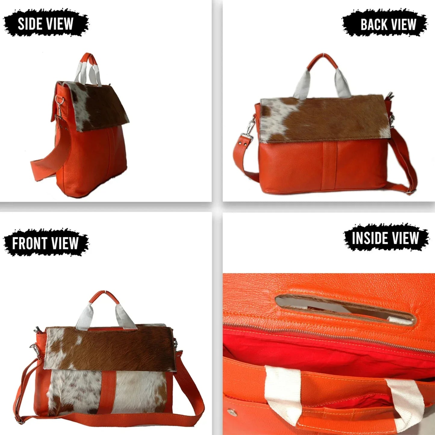 Cowhide office briefcase bag