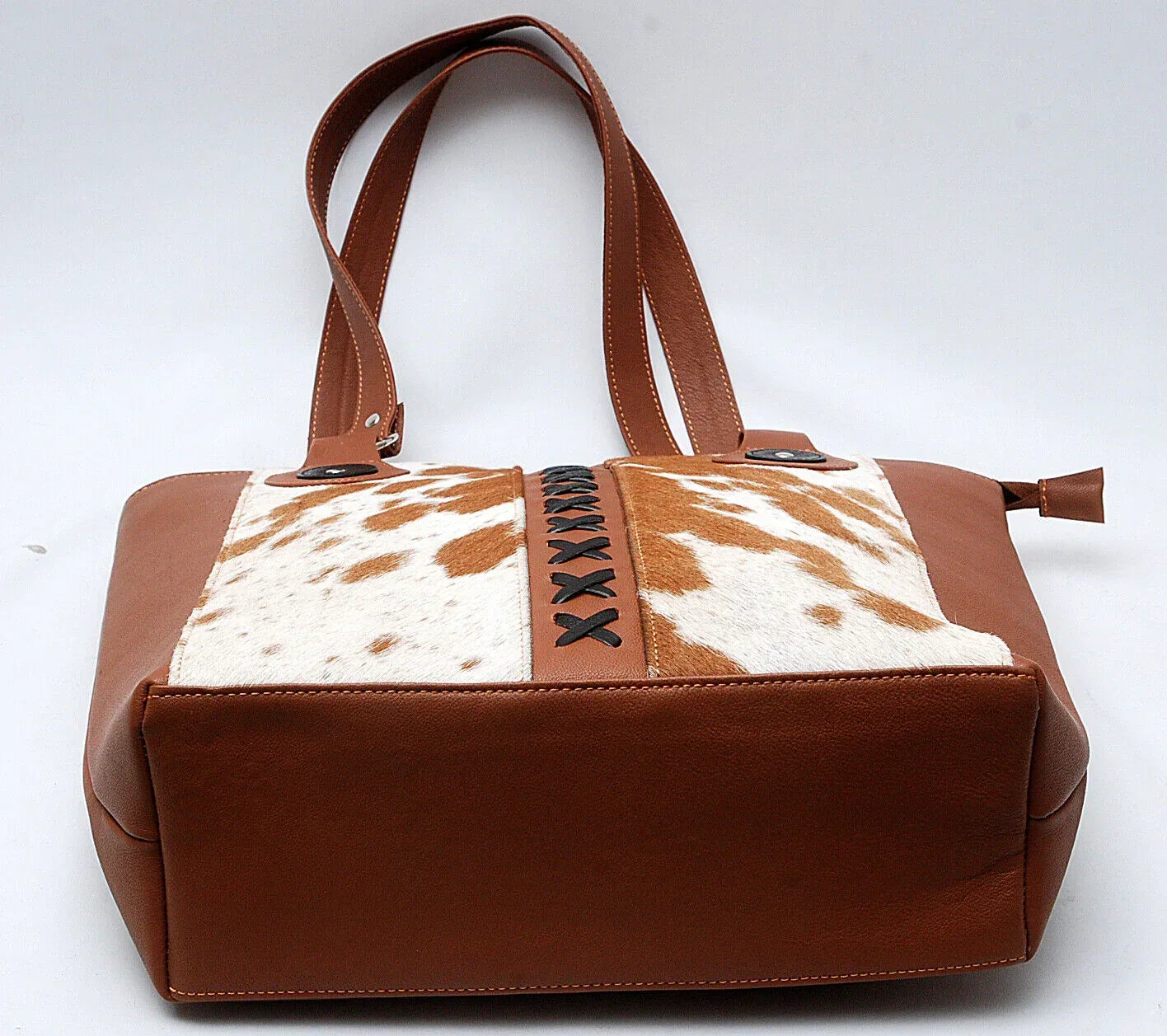 Brown White Hair On Hide Tote Purse
