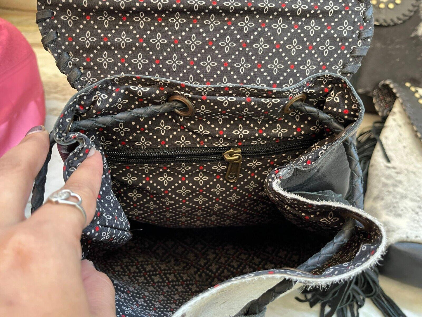 Real Cowhide Backpack Drawstring Bags