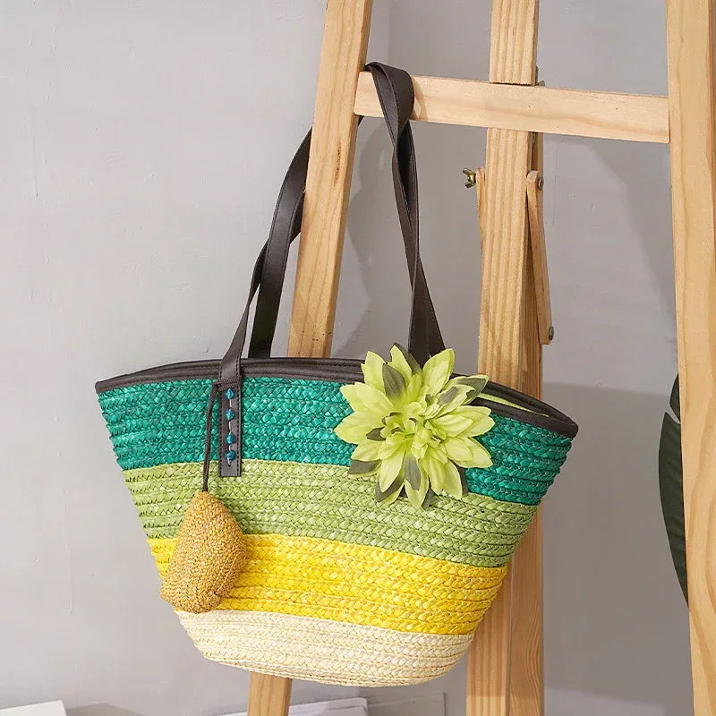 Summer Straw Large Shoulder Purse Style 6