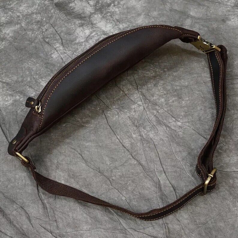 Men leather waist chest crossbody fanny bag