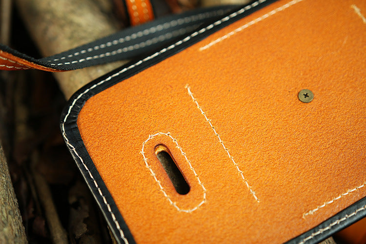 Leather Crossbody Phone Bag with Gothic Cross Hardware