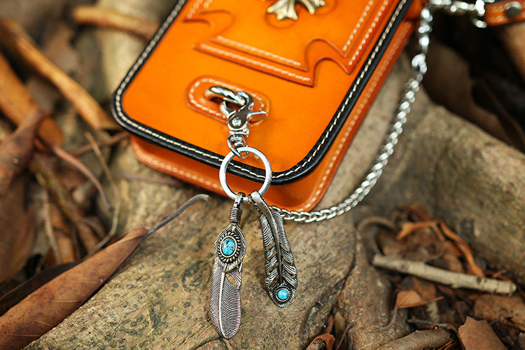 Leather Crossbody Phone Bag with Gothic Cross Hardware