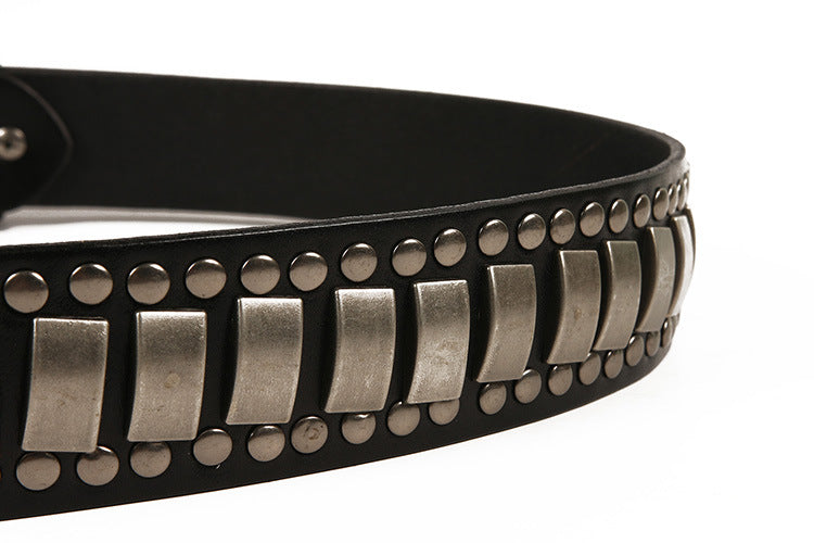 Punk Real Leather Belt with Rivets