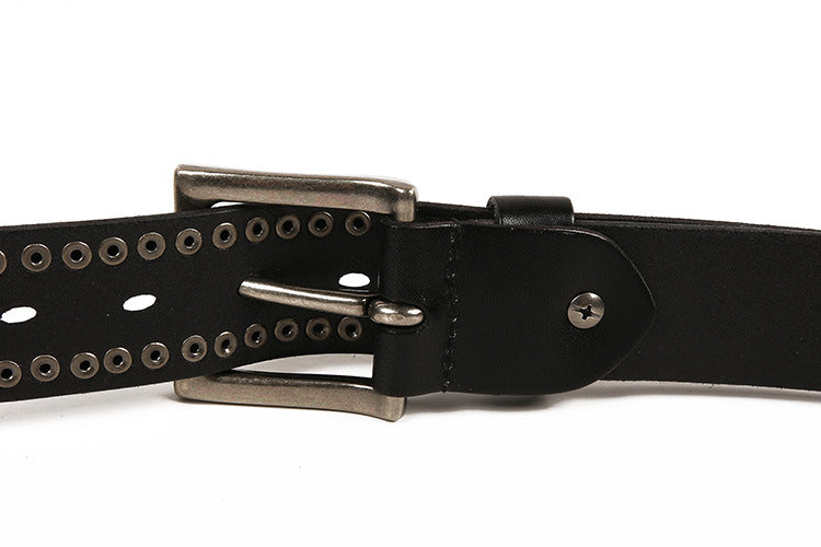 Punk Real Leather Belt with Rivets