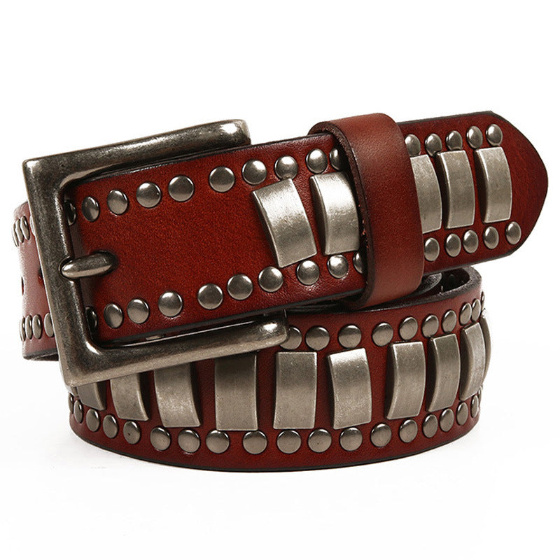 Punk Real Leather Belt with Rivets