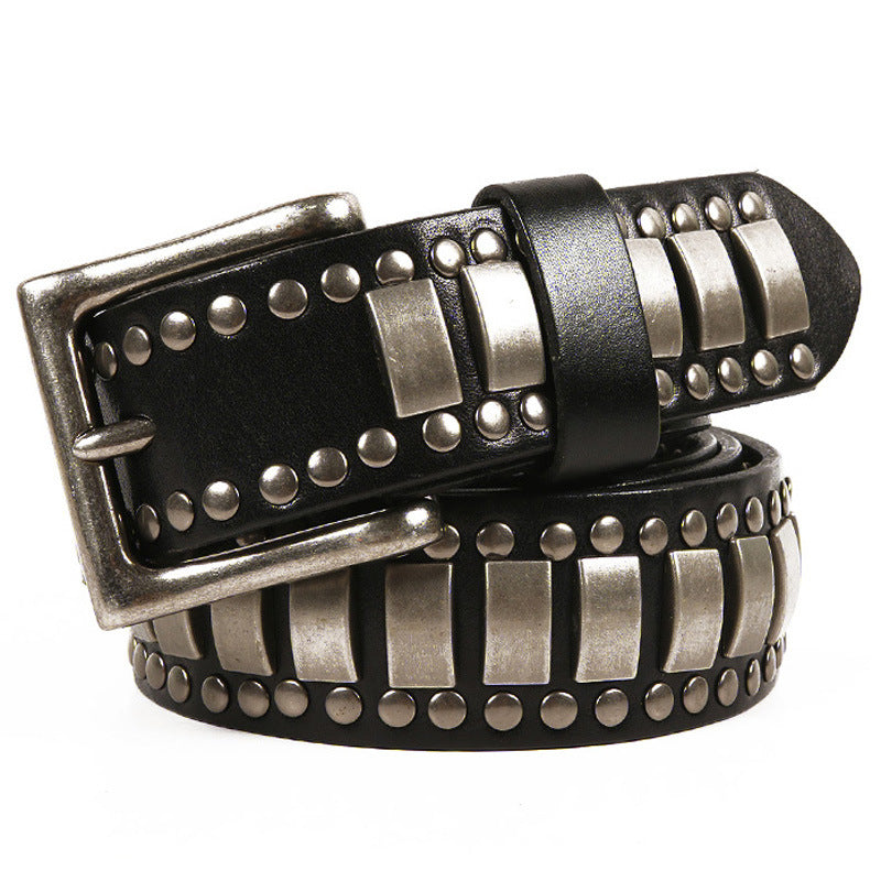 Punk Real Leather Belt with Rivets