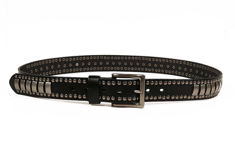 Punk Real Leather Belt with Rivets