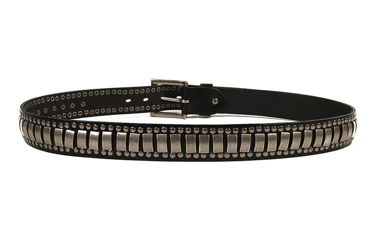 Punk Real Leather Belt with Rivets