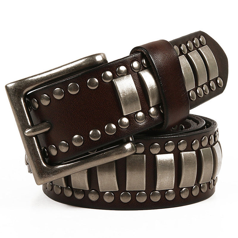 Punk Real Leather Belt with Rivets