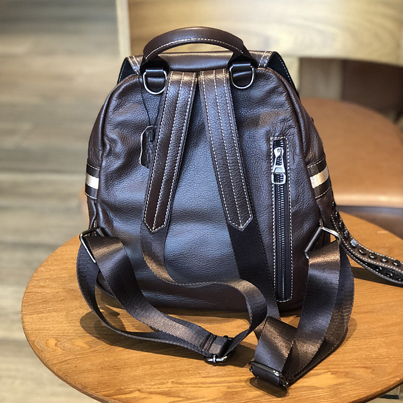 Brown Leather Backpack for Women with Laptop Space