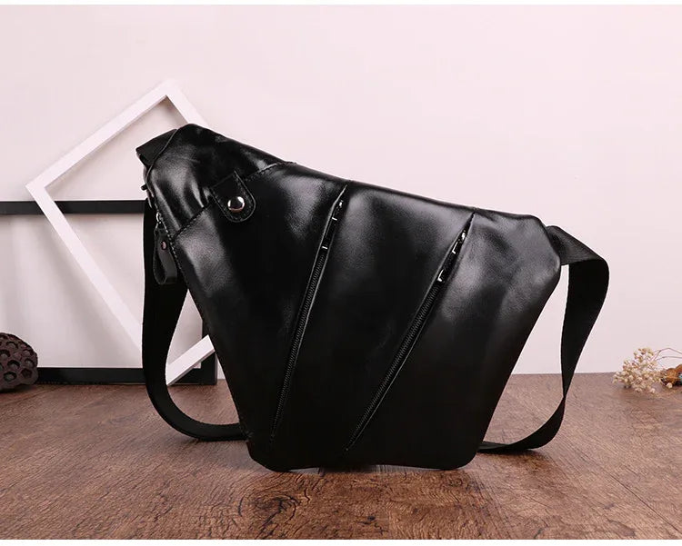 Genuine Leather Men's Chest Sling Bag