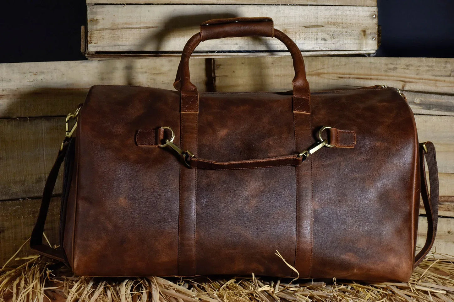 leather weekender bag with shoe compartment